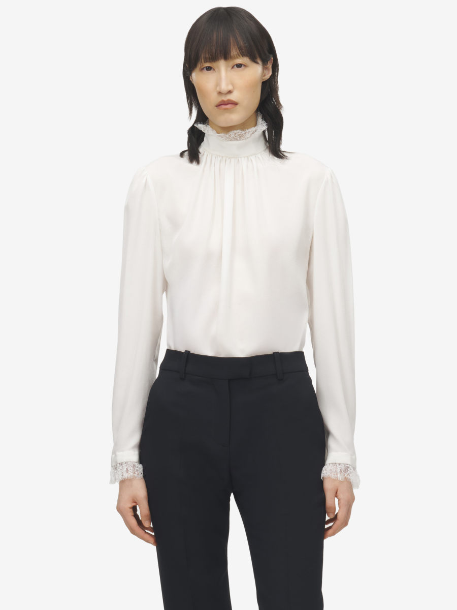 ALEXANDER MCQUEEN - Lace Insert Top - Item 848907QBADT9007